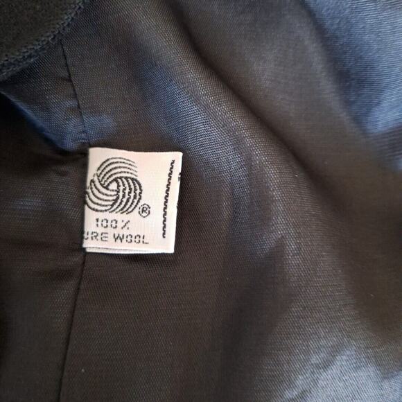 Vintage 90s Black Wool Double Breasted Crest Blazer Jacket Women Size 8 Medium - Picture 8 of 8